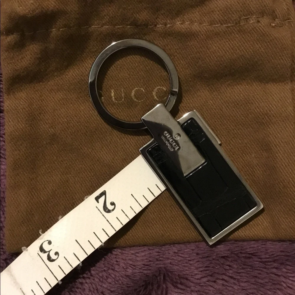 Authentic Gucci Black Crocodile Keychain & Dust Bag
